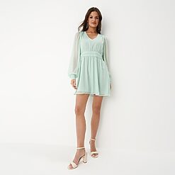 Mohito - Rochie mini cu mâneci bufante - Verde-All > dresses > cocktail dresses