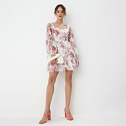 Mohito - Rochie mini cu spatele gol - Alb-All > dresses > floral dresses