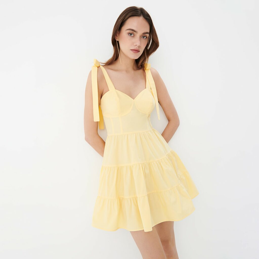 Mohito - Rochie mini din bumbac cu bretele - Galben-All > dresses > cocktail dresses