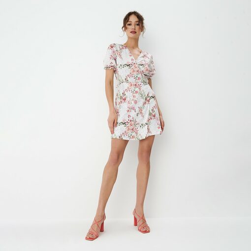 Mohito - Rochie mini tip plic cu imprimeu floral - Alb-All > dresses > floral dresses