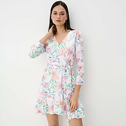 Mohito - Rochie mini tip plic cu imprimeu floral - Alb-All > dresses > floral dresses