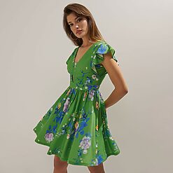 Mohito - Rochie mini verde în flori - Verde-All > dresses > floral dresses