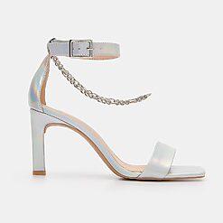Mohito - Sandale cu toc înalt și lanțuri decorative - Argintiu-Accessories > shoes