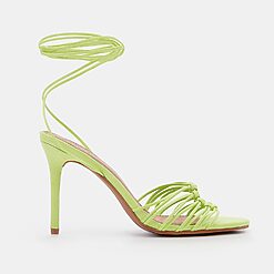 Mohito - Sandale cu toc legate cu șireturi - Verde-Accessories > shoes