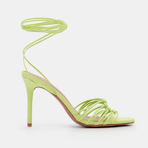 Mohito - Sandale cu toc legate cu șireturi - Verde-Accessories > shoes