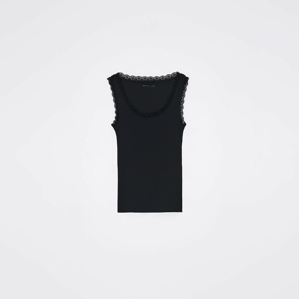 Mohito - Top cu dantelă - Negru-All > t-shirts