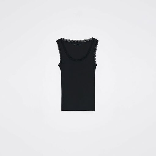 Mohito - Top cu dantelă - Negru-All > t-shirts