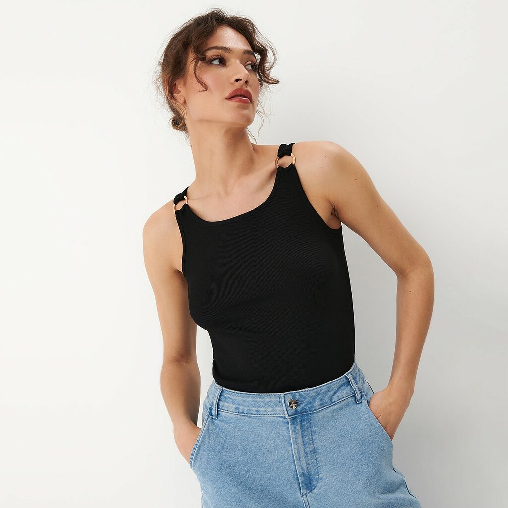 Mohito - Top reiat - Negru-All > t-shirts