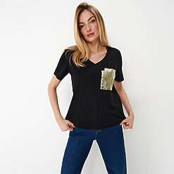 Mohito - Tricou de aplicație - Negru-All > t-shirts