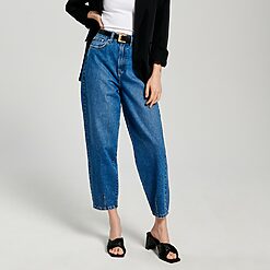 Sinsay - Blugi balloon high waist - Albastru-Collection > all > jeans