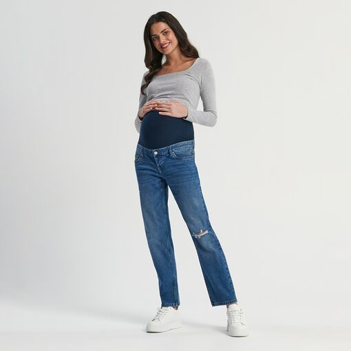 Sinsay - Blugi high waist straight - Albastru-Collection > all > jeans