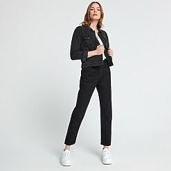Sinsay - Blugi mom cu talie înaltă - Negru-Collection > all > jeans