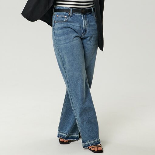 Sinsay - Blugi straight cu talie medie - Albastru-Collection > all > jeans