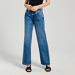 Sinsay - Blugi wide leg low waist - Albastru-Collection > all > jeans