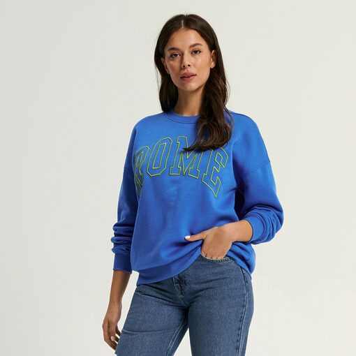 Sinsay - Bluză sport cu inscripție - Albastru-Collection > all > sweatshirts