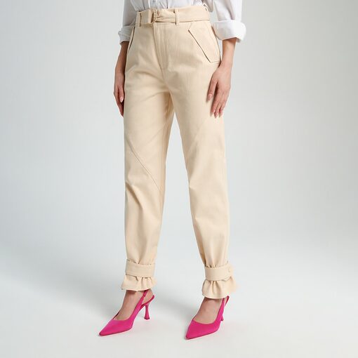 Sinsay - Pantaloni cu curea - Ivory-Collection > all > trousers