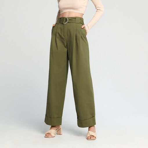 Sinsay - Pantaloni cu curea - Kaki-Collection > all > trousers