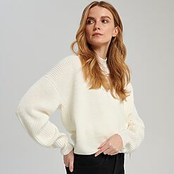 Sinsay - Pulover cu detaliu legat - Ivory-Collection > all > sweaters