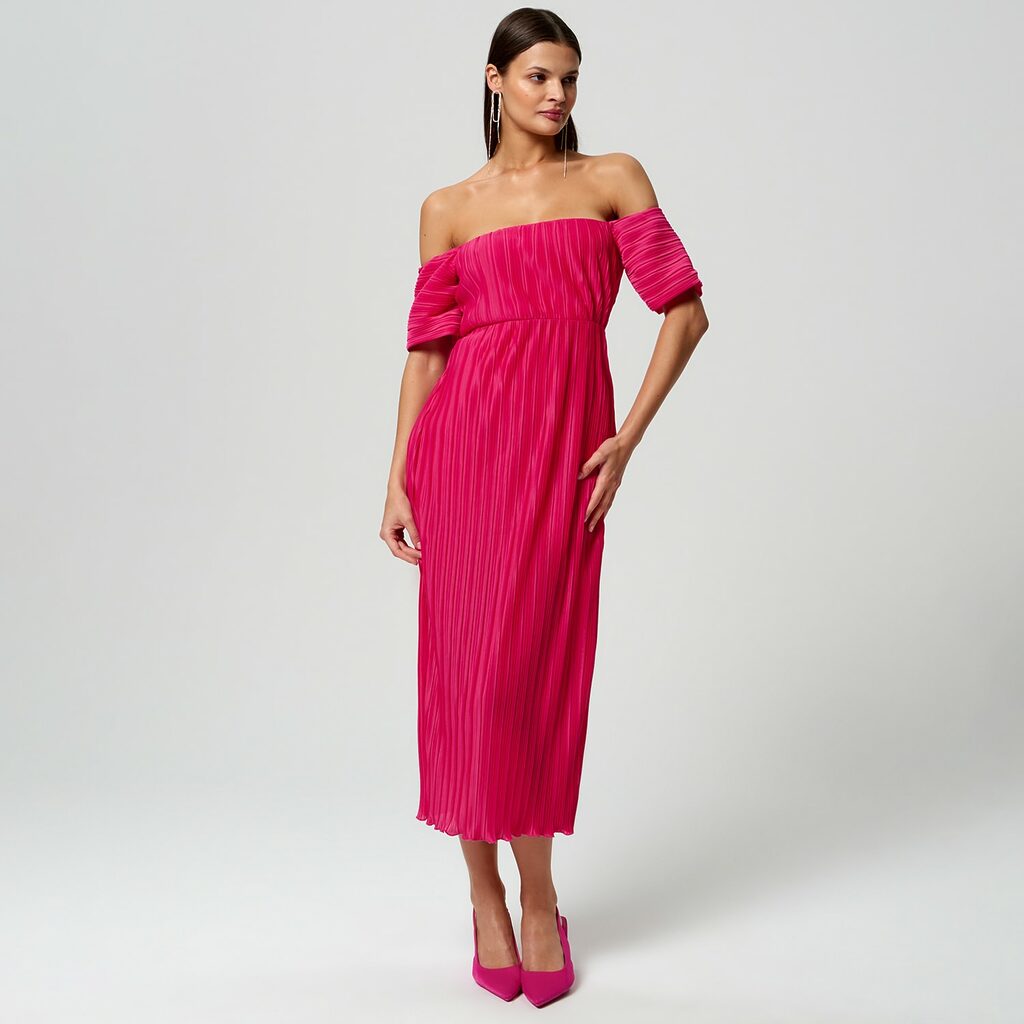 Sinsay - Rochie din tricot striat - Roz-Collection > all > dresses