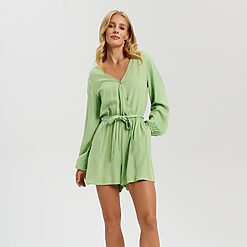 Sinsay - Salopetă scurtă cu cordon - Verde-Collection > all > shorts