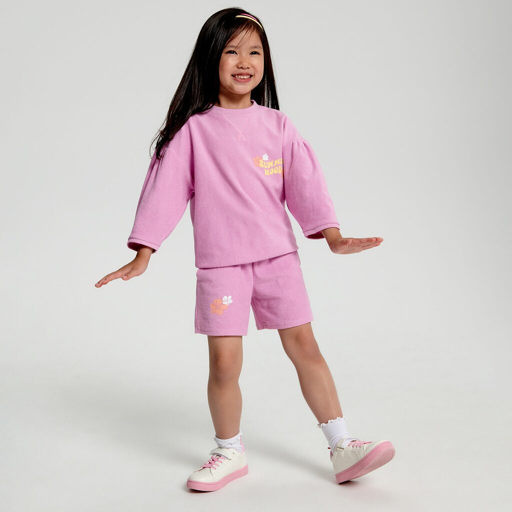 Sinsay - Set bluză și pantaloni scurți sport - Violet-Kids > kid girl > pyjamas