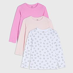 Sinsay - Set de 3 tricouri cu mânecă lungă - Roz-Kids > kid girl > multipacks