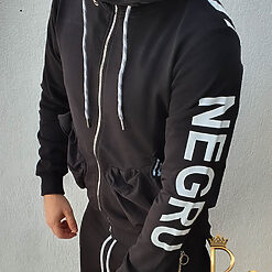 Bluza tip hanorac Slim Fit Neagra cu fermoar pe mijloc BZ131 3