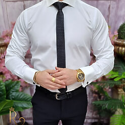 Camasa alb ivoire de barbati cu butoni Guler evazat CR125 3