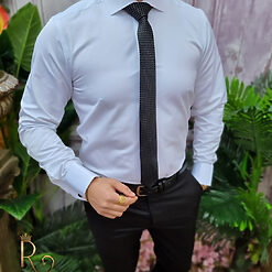 Camasa alba de barbati cu butoni Guler evazat CR124 4