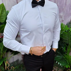 Camasa alba de barbati cu butoni guler de papion CR121 2