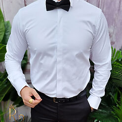 Camasa alba de barbati cu butoni guler de papion CR121 3