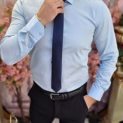 Camasa bleu de barbati Slim Fit CR137 2