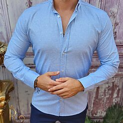 Camasa bleu de barbati guler cu nasturi CR111 2