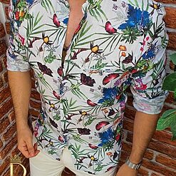 Camasa de barbati Slim Fit guler tunica inflorata CM312 4