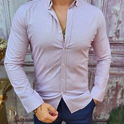 Camasa roz patinat de barbati guler CR104 2