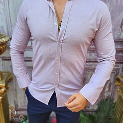 Camasa roz patinat de barbati guler CR104 3