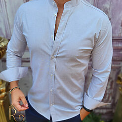 Camasa texturata de barbati guler tunica CR98 3