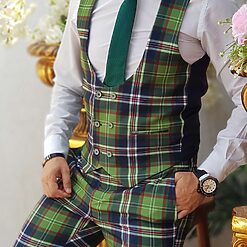 verde in carouri bleumarin - CU70-Vesta + Pantalon