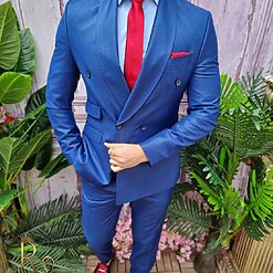Costum albastru Italian Style Sacou si Pantalon C4047 3