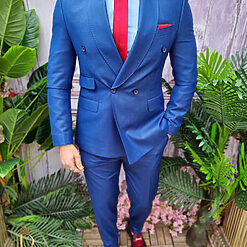 Costum albastru Italian Style Sacou si Pantalon C4047 4