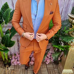Costum caramiziu Italian Style Sacou si Pantalon cu pense C4026 5