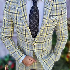 Costum de barbati slim fit gri in dungi SacouVestaPantalon C3340 2