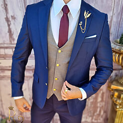 Costum elegant de barbati Slim Fit Sacou Vesta si Pantalon C3716 4