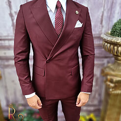 Costum elegant de barbati visiniu Sacou si Pantalon C3746 3