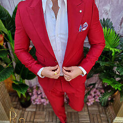 Costum rosu inchis Italian Style Sacou si Pantalon cu pense C4028 2