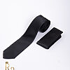 Cravata de barbati si batista neagra satin - CV864-Accesorii