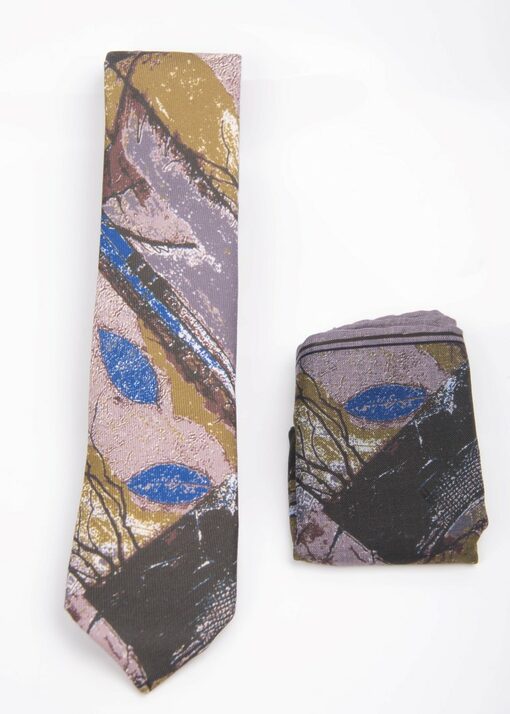 Cravata multicolora cu batista - CV158-Accesorii