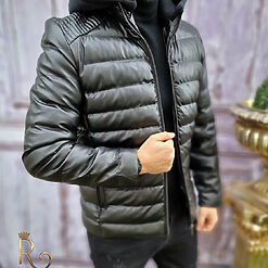 Geaca de barbati groasa neagra gluga detasabila GC670 5