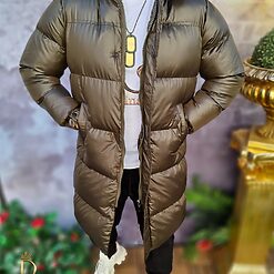 Geaca de barbati lunga foarte groasa verde kaki GC603 4