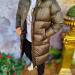 Geaca de barbati lunga foarte groasa verde kaki GC603 5